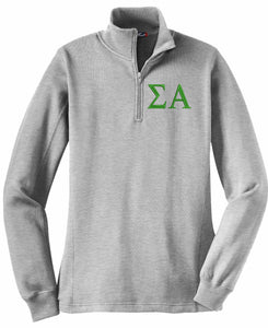 Sigma Alpha Ladies Cut 1/4 Zip Sweatshirt