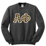 Alpha Phi Crew Neck Black Animal Print