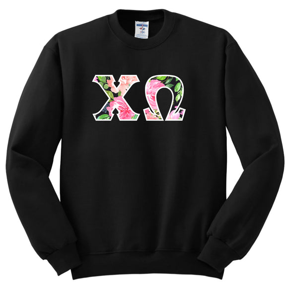 Chi Omega Crew Neck Black Sweatshirt