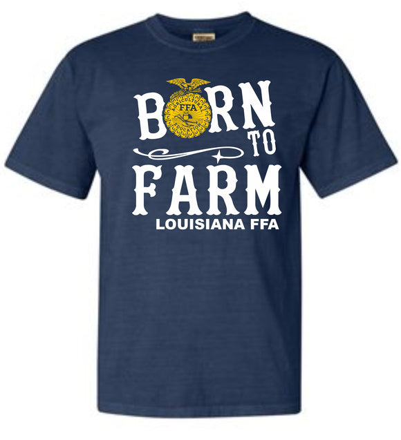 FFA Born to Farm Shirt with White letters - Louisiana