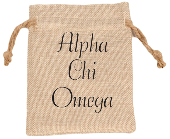 Alpha Chi Omega Burlap Bag