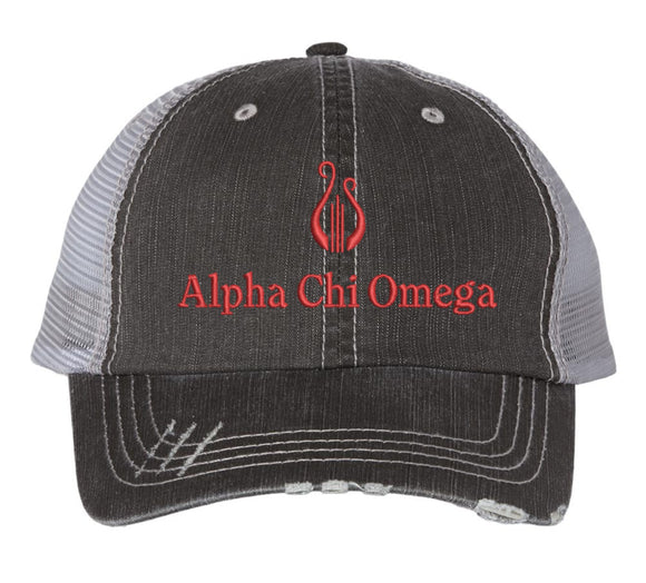 Alpha Chi Omega Logo Distressed Hat