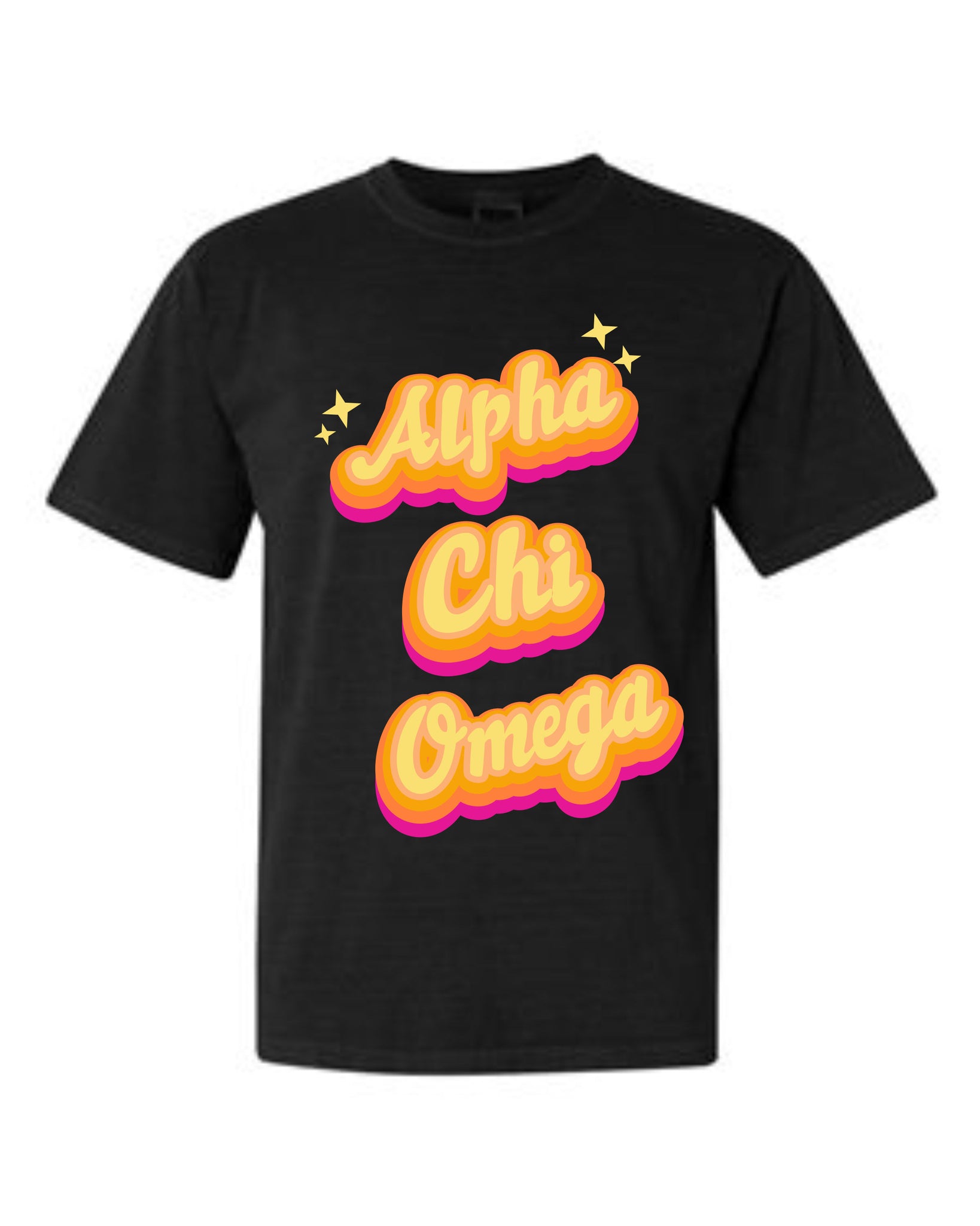 Alpha Chi Omega Retro Shirt Comfort Colors Maggie Maize