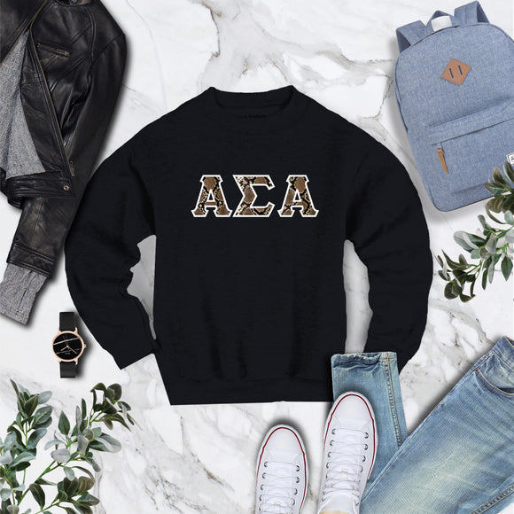 Alpha Sigma Alpha Animal Print Crew Neck