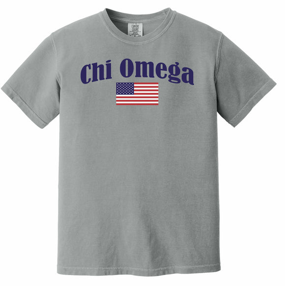 Chi Omega Comfort Colors Flag T-Shirt