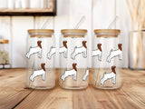 Livestock Animals 16Oz Iced Coffee Glass Cup with Bamboo lid and metal straw