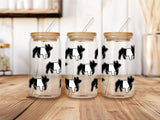 Livestock Animals 16Oz Iced Coffee Glass Cup with Bamboo lid and metal straw