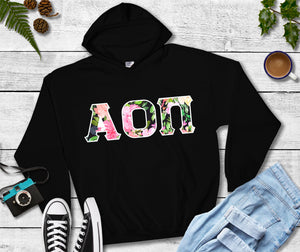 Alpha Omicron Pi Twill Black Hoodie