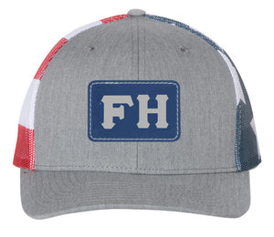 FarmHouse Leather patch Hat with flag mesh