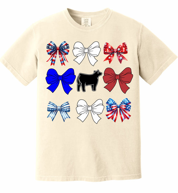Patriotic Steer Bow Shirt