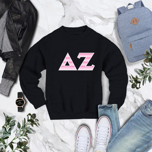 Delta Zeta Twill Crew Neck Black Sweatshirt