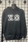 Chi Omega Twill Black Hoodie