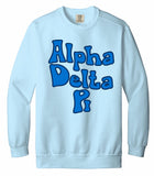 Alpha Delta Pi Comfort Colors Garment Dyed Crewneck with wavy print