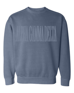 Alpha Gamma Delta Garment Dyed Embroidered Sweatshirt