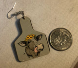 Cow ear tag earrings