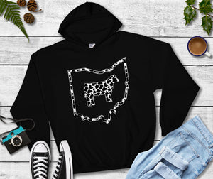 Cow Print  Ohio with a Steer Hoodie