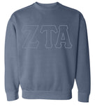 Zeta Tau Alpha Comfort Colors Garment Dyed Crewneck w/Embroidered Letters