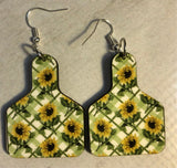 Sunflower ear tag earrings