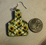 Sunflower ear tag earrings