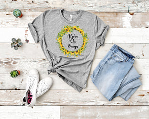 Alpha Chi Omega Sunflower Wreath T Shirt Comfort Colors Maggie Maize