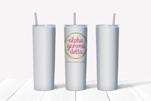 Alpha Gamma Delta 20oz Stainless Steel Tumbler w/Straw