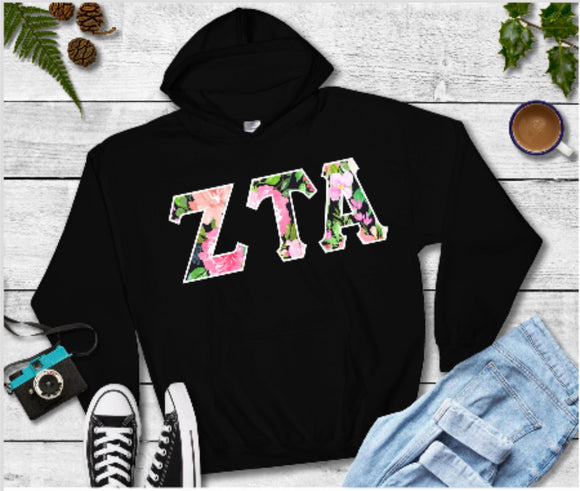 Zeta Tau Apha Twill Black Hoodie