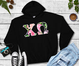 Chi Omega Twill Black Hoodie